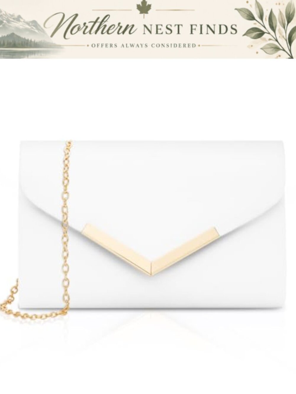 Envelope Clutch Purse with Chain Strap Vegan Evening Bag Crossbody